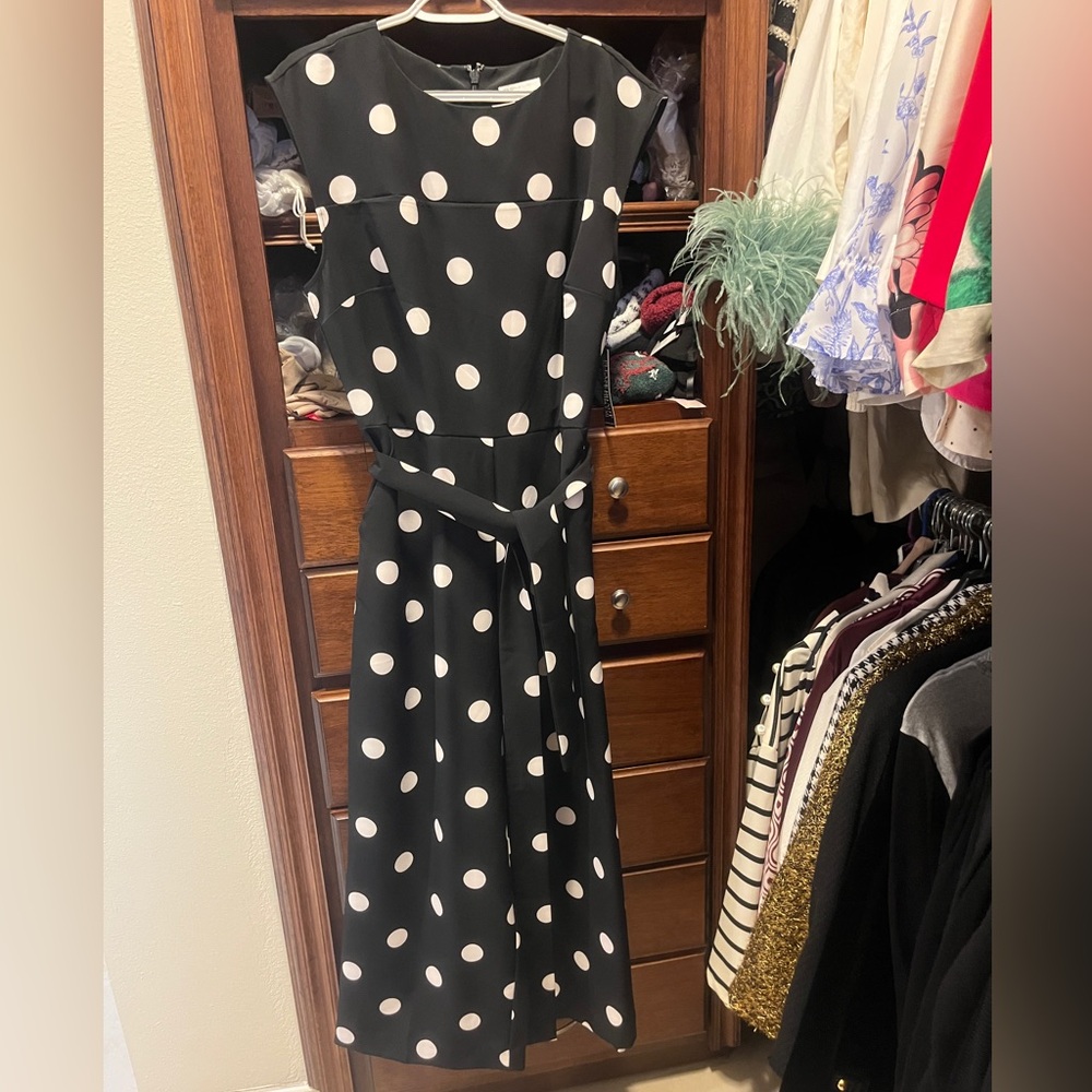 New York & Company Black Jumpsuit with White Dots